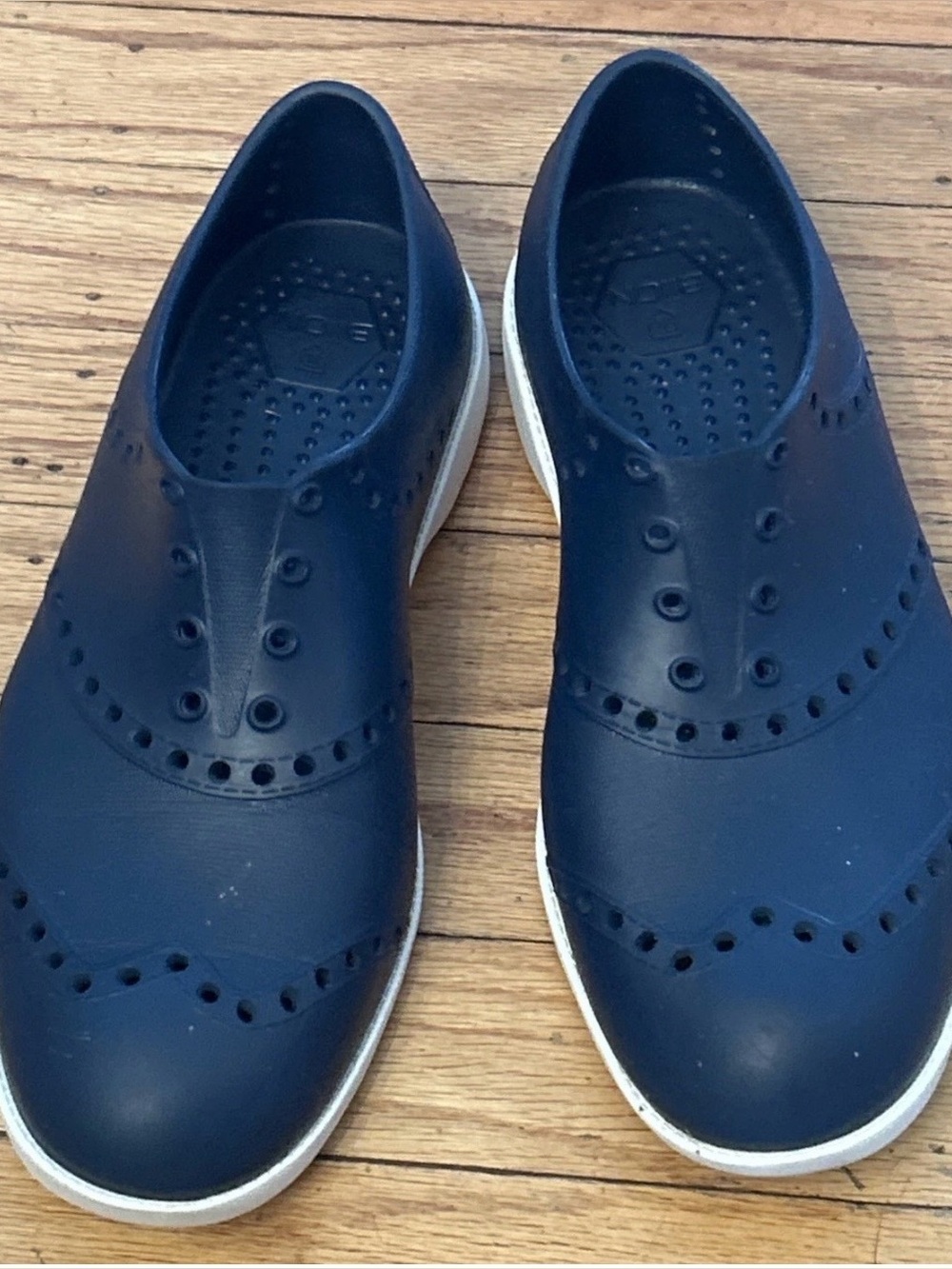 BIION Oxford Spikeless Golf Shoes Men 5 Women 7 Navy Blue White Slip On Wingtip
